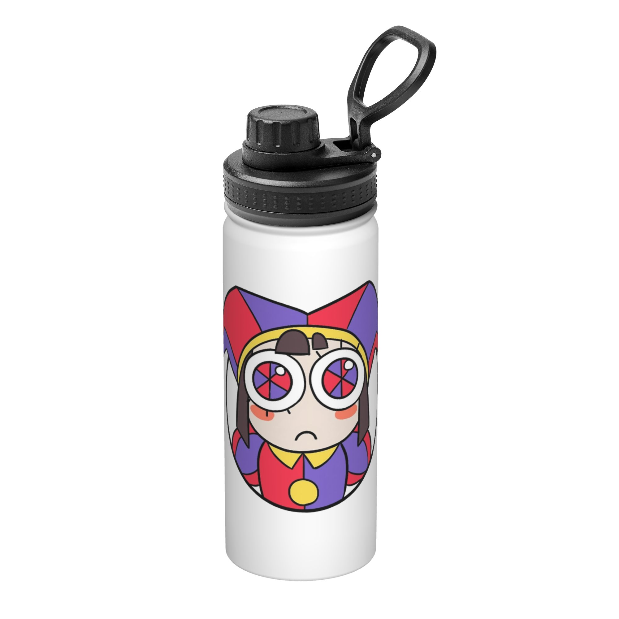 Sports Water Bottle Insulated - Cartoon Digitals Circus Pomni Head 18OZ