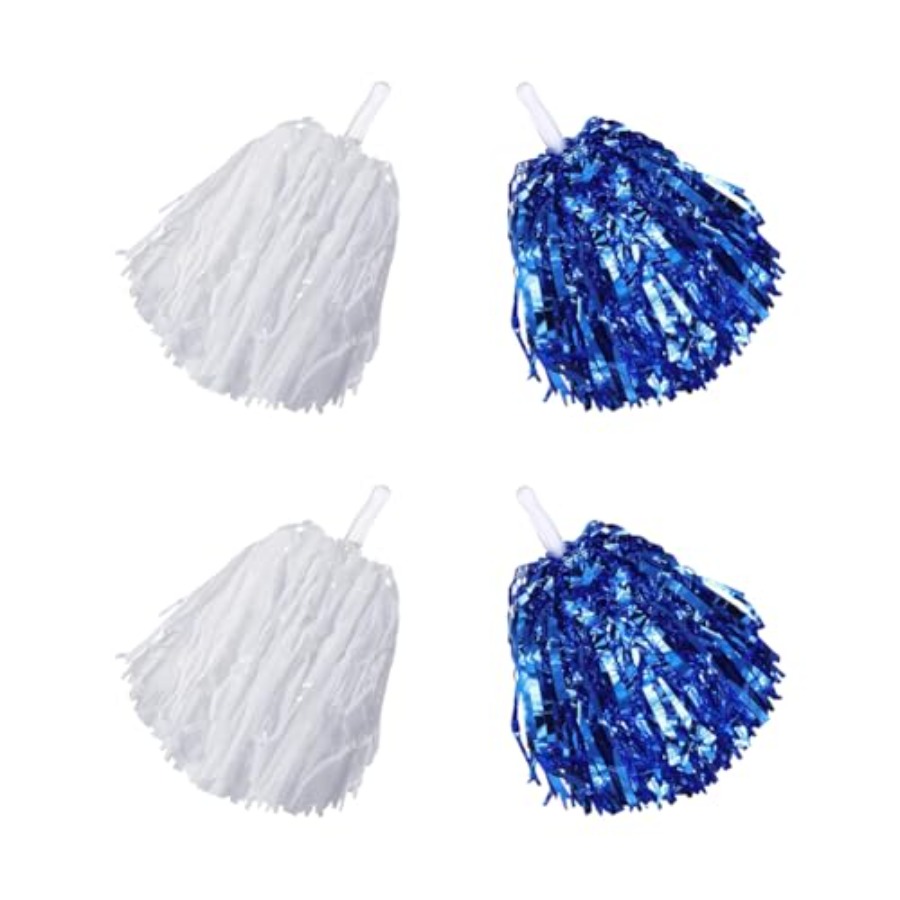 Cheerleading Pom Pom - 4 Pcs Metallic Foil Plastic Pom