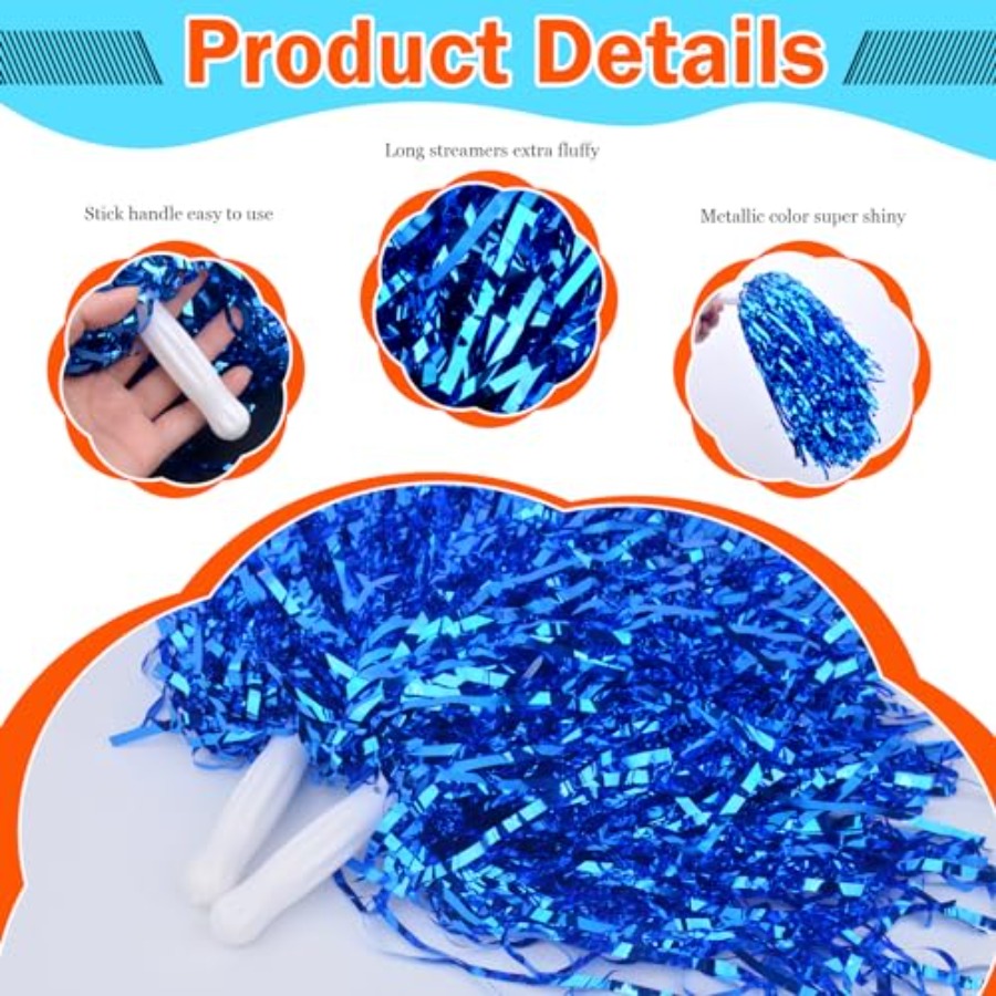100pcs Blue Metallic Cheerlead - Cheerleading Pom Pom ulasan dan harga