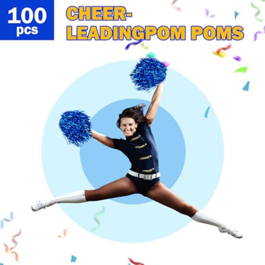 100pcs Blue Metallic Cheerlead - Cheerleading Pom Pom ulasan dan harga