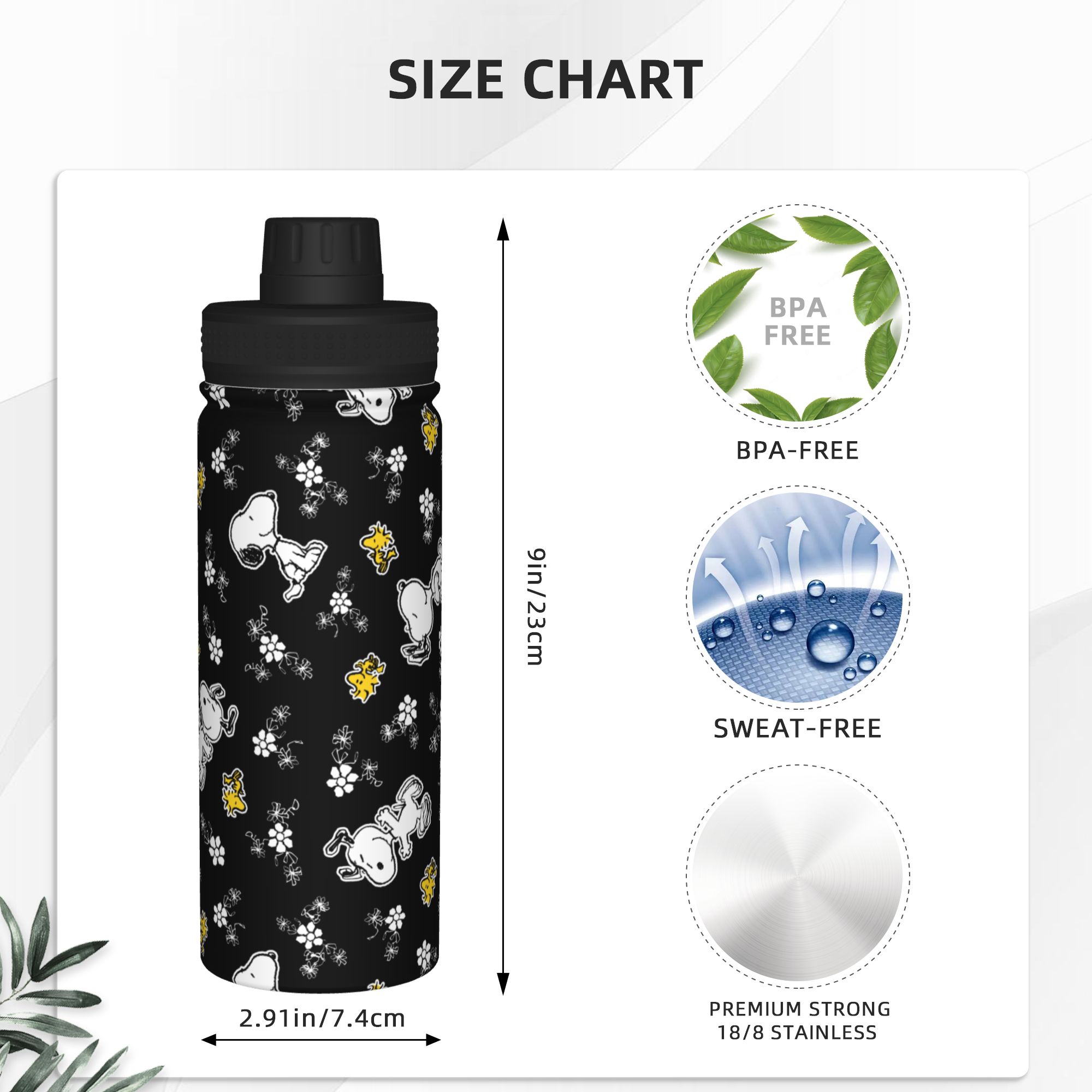 Snoopy Woodstock Fun Flowers 1 - Sports Water Bottle Insulated ulasan dan harga