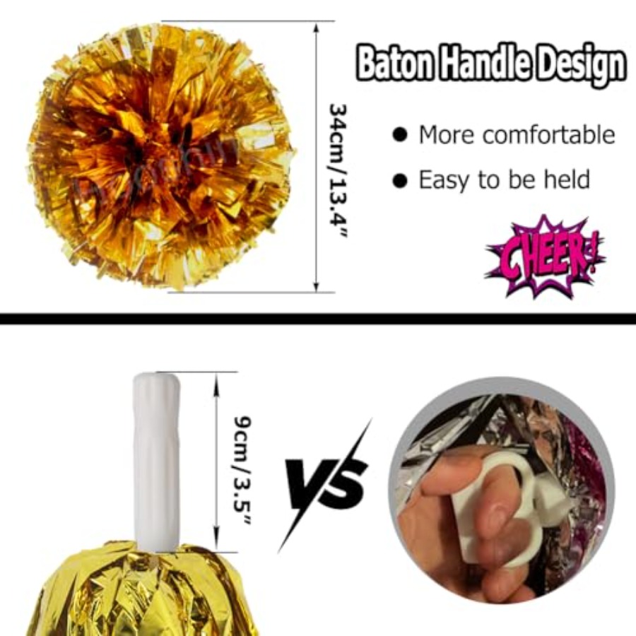 4PCS Cheer Pom Poms with Plast - Cheerleading Pom Pom ulasan dan harga