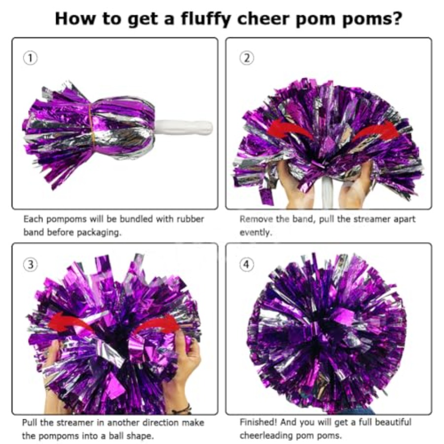 4PCS Cheer Pom Poms with Plast - Cheerleading Pom Pom ulasan dan harga