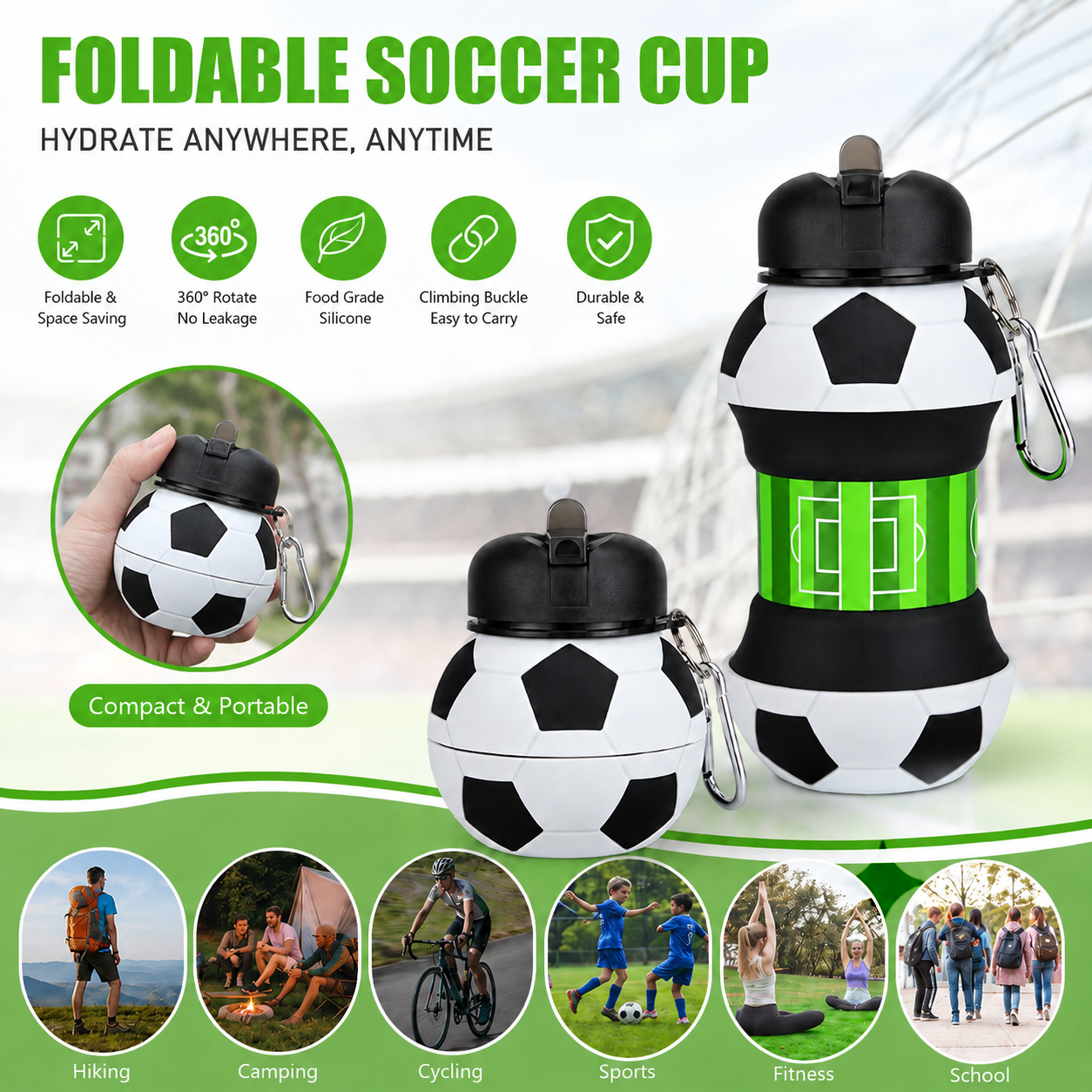 550ml Foldable Football Water  - Sports Equipment For Kids ulasan dan harga